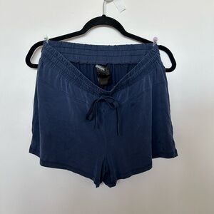 Navy Blue Athletic Shorts with Adjustable Waistband and Lightweight Fabric